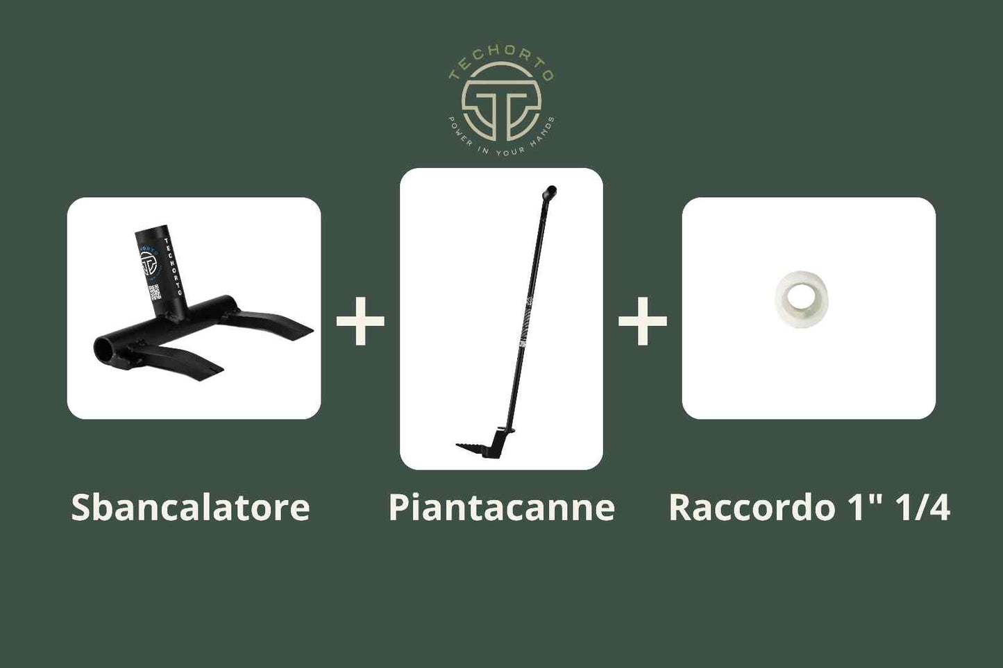 Kit TechOrto Completo con Piantacanne, Sbancalatore e Raccordo 1" 1/4 bianco