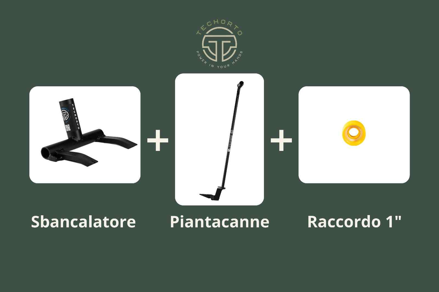 Kit TechOrto Completo con Piantacanne, Sbancalatore e Raccordo 1" giallo