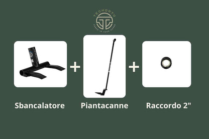 Kit TechOrto Completo con Piantacanne, Sbancalatore e Raccordo 2" nero