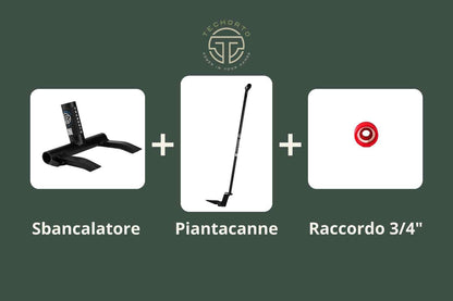 Kit TechOrto Completo con Piantacanne, Sbancalatore e Raccordo 3/4" rosso