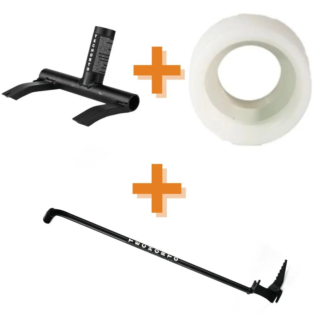 Kit TechOrto Full: Piantacanne, Sbancalatore e Raccordo da 1 pollice e 1/4 per gestione irrigazione. Attrezzi in acciaio ad alta resistenza.