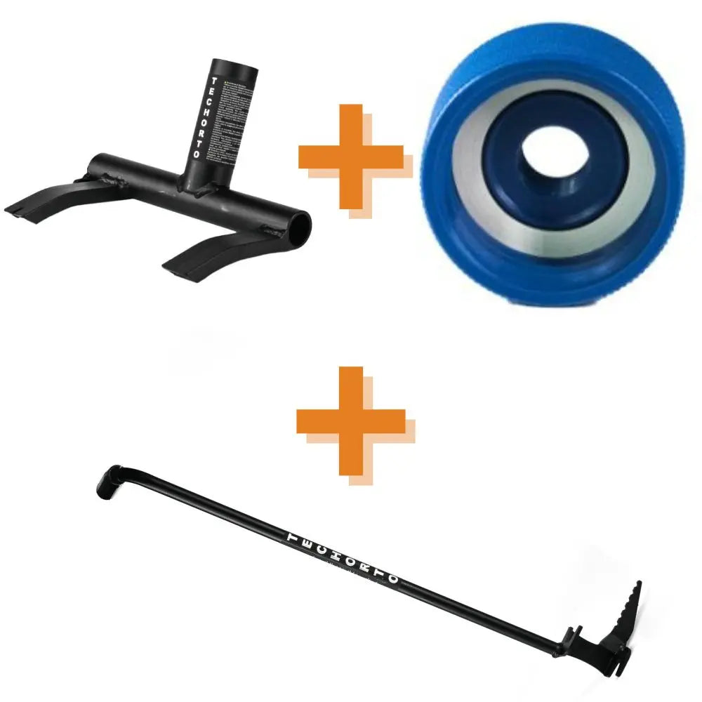 Kit Completo TechOrto: Piantacanne professionale, Sbancalatore in acciaio e Raccordo da 1/2 pollice per cisterna IBC. Risparmio Trio Made in Italy.