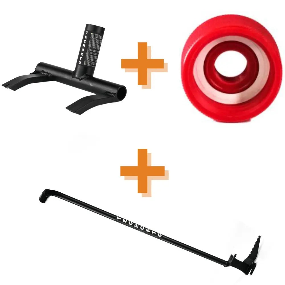 Kit Trio TechOrto: Piantacanne, Sbancalatore e Adattatore da 3/4 di pollice per irrigazione. Offerta completa attrezzi agricoli professionali.