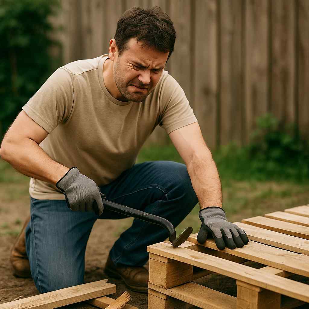 Smontare un pallet con piede di porco: assi che si rompono e perdita di tempo