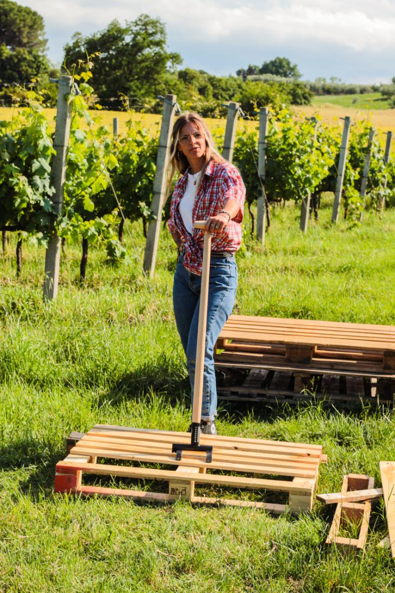 Dettaglio della testa dello Sbancalatore TechOrto per rimozione assi pallet