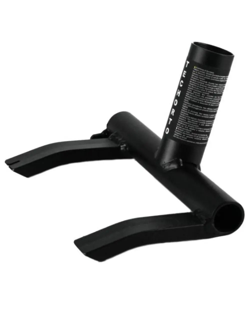 Misure e specifiche tecniche dello sbancalatore TechOrto: larghezza forche e lunghezza della leva in acciaio.